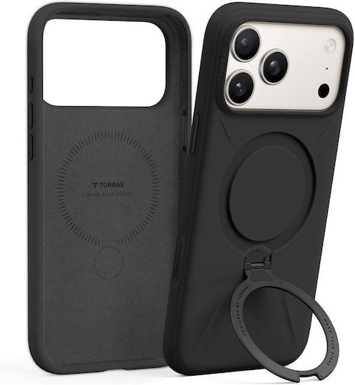 Torras Ostand Q3 Silikon Umschlag Rückseite Schwarz iPhone 18 Pro / 17 Pro