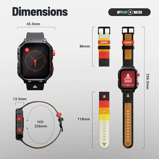 Atari 2600 My Play Watch με Παλμογράφο (Μαύρο)