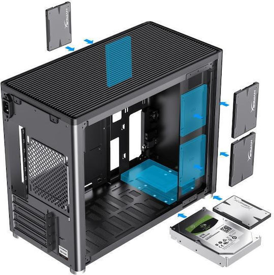 GameMax Spark Геймърско Midi Tower Компютърна Кутия с Страничен Прозорец Черна