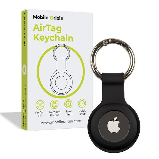 Mobile Origin Θήκη Μπρελόκ Σιλικόνης για AirTag σε Μαύρο χρώμα