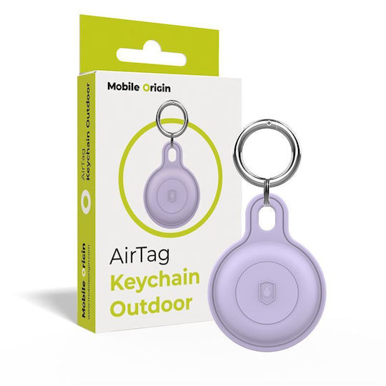 Mobile Origin Keychain Case Silicone for AirTag in Purple color