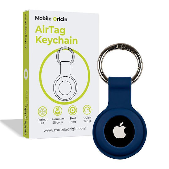 Mobile Origin Keychain Cazul Keychain Silicon pentru AirTag în culoarea Albastru