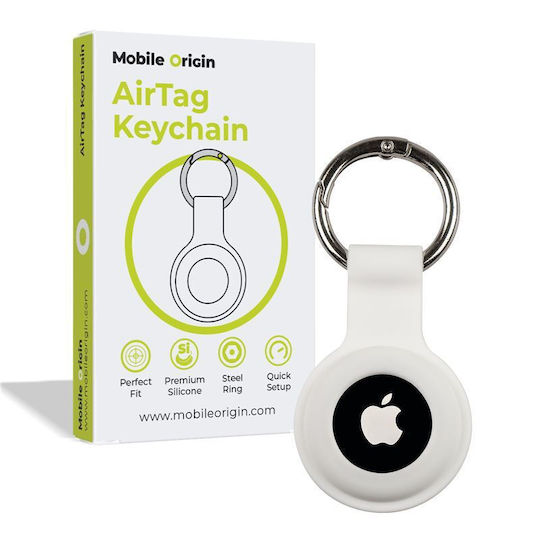Mobile Origin Θήκη Μπρελόκ Σιλικόνης για AirTag σε Λευκό χρώμα