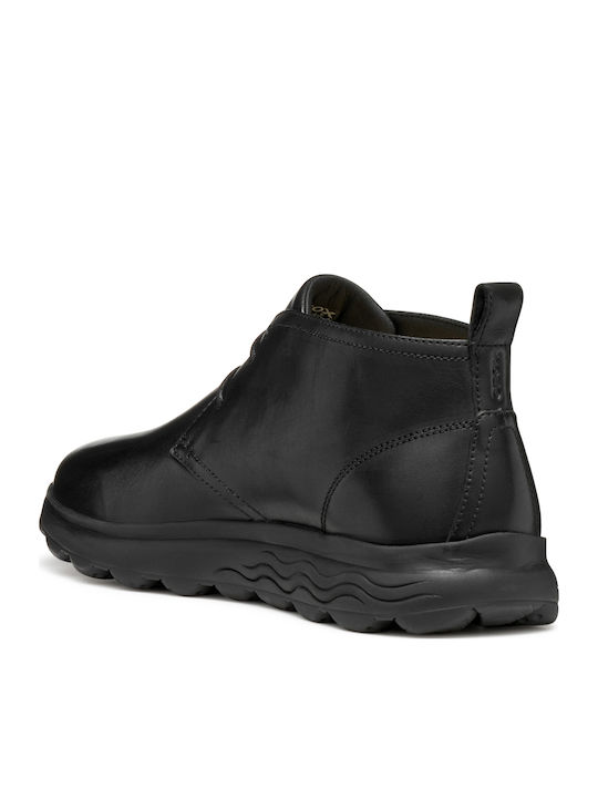 U Spherica B Leather Black Men's Boots