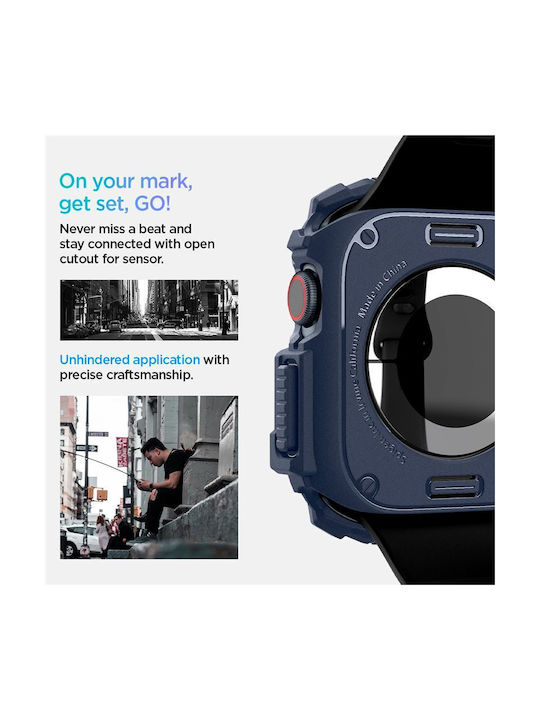 Spigen Rugged Armor Silikonhülle in Blau Farbe für Apple Watch 10 42 mm