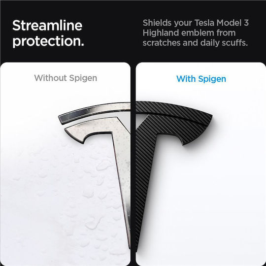Spigen Tesla Front Emblem Logo Full Cover Carbon Tesla Model 3 2024 Acp08548