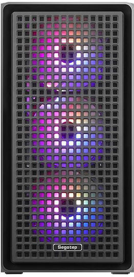 Segotep Gaming Mini-Turm Computergehäuse mit Seitenfenster und ARGB-Beleuchtung Schwarz