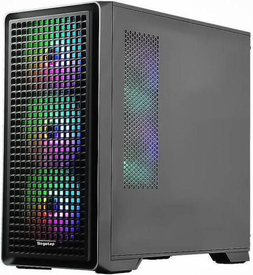 Segotep Gaming Mini-Turm Computergehäuse mit Seitenfenster und ARGB-Beleuchtung Schwarz