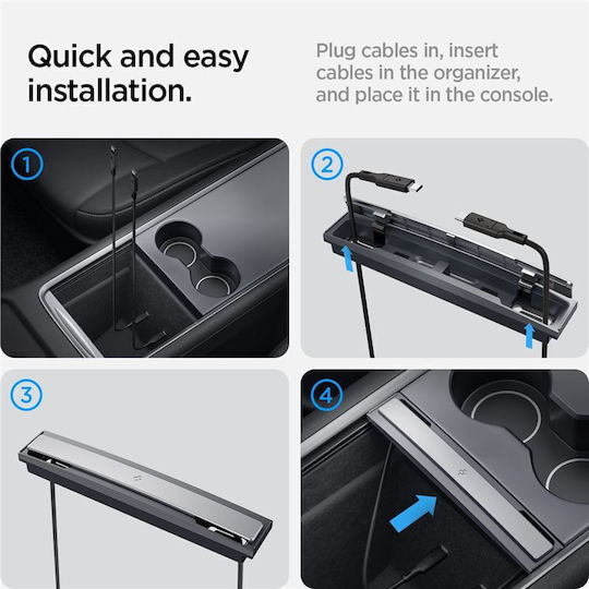 Spigen Tesla Kabel-Organizer Station Schwarz-Tesla Modell Y/3 ACP07085