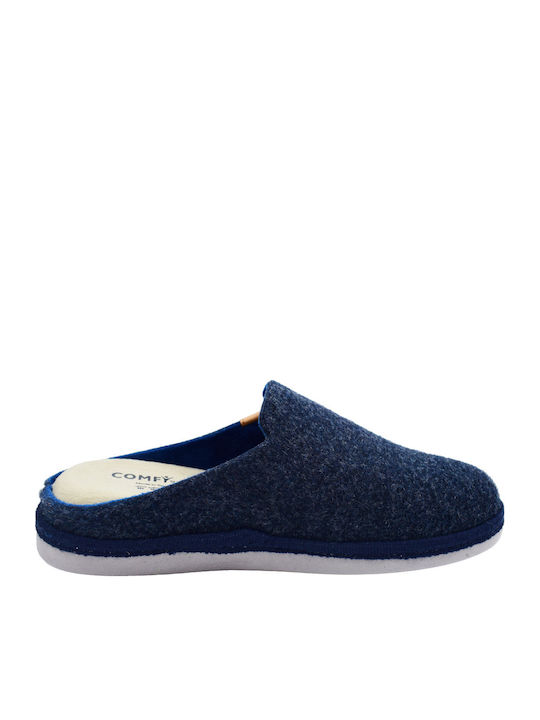 Memory-Schaum Clogs Herren Hausschuhe mit Fell Blau Anatomisch