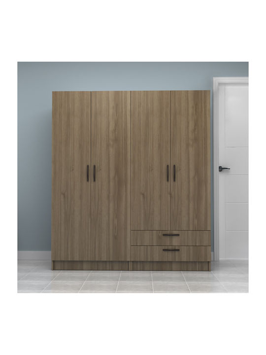Four Door Wardrobe Vivian Walnut 160x51.8x181cm