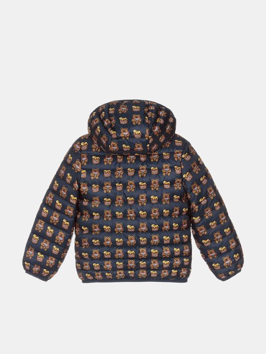 Down Kids Quilted Short Jacket with Hood Blue