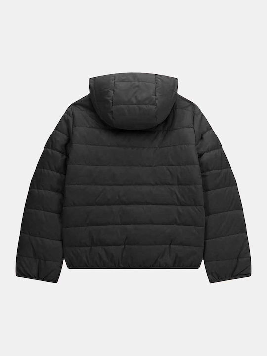 Kids' Quilted Jacket with Hood Black
