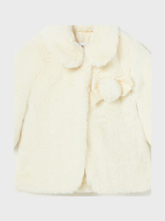 Kids' Fur Short with Hood Ecru