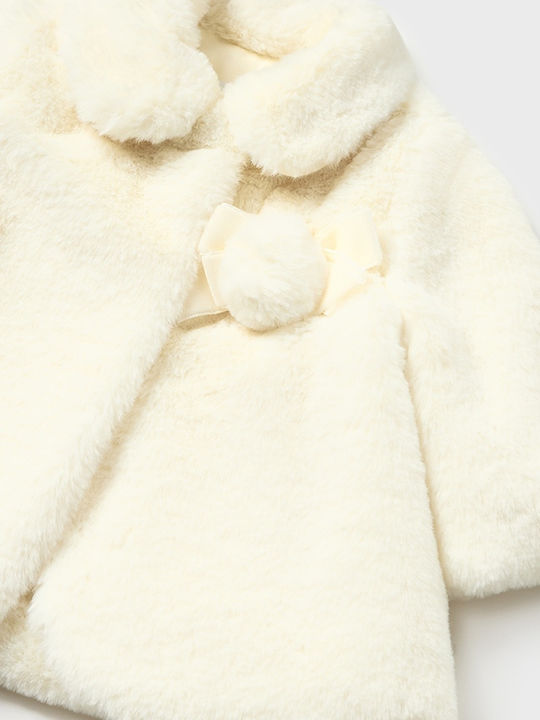 Kids' Fur Short with Hood Ecru