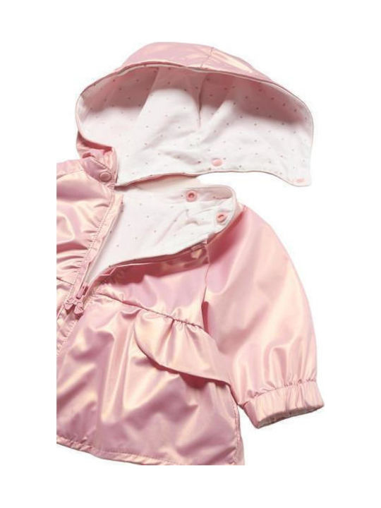Kinder Freizeitjacke Kurz Winddicht Beidseitig mit Kapuze Rosa