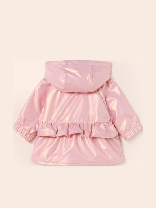 Kinder Freizeitjacke Kurz Winddicht Beidseitig mit Kapuze Rosa