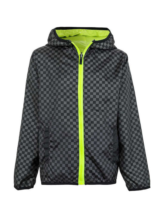 Kids Casual Short Double Sided Hooded Jacket Black
