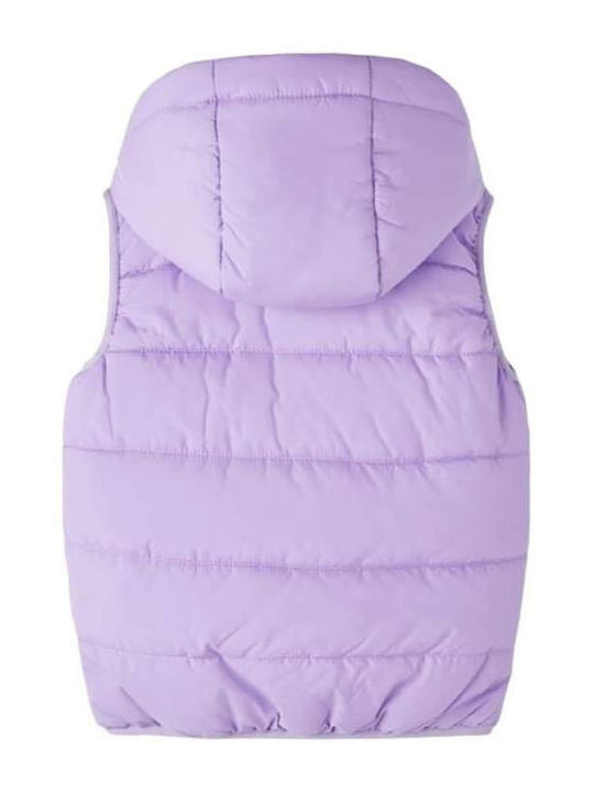 Kinder Steppjacke Ärmellos Kurz mit Kapuze Flieder