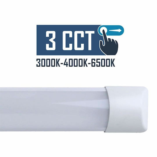 3cct Slim Batten Light 40w 120cm Λευκο Ip20 Redpoint 30136