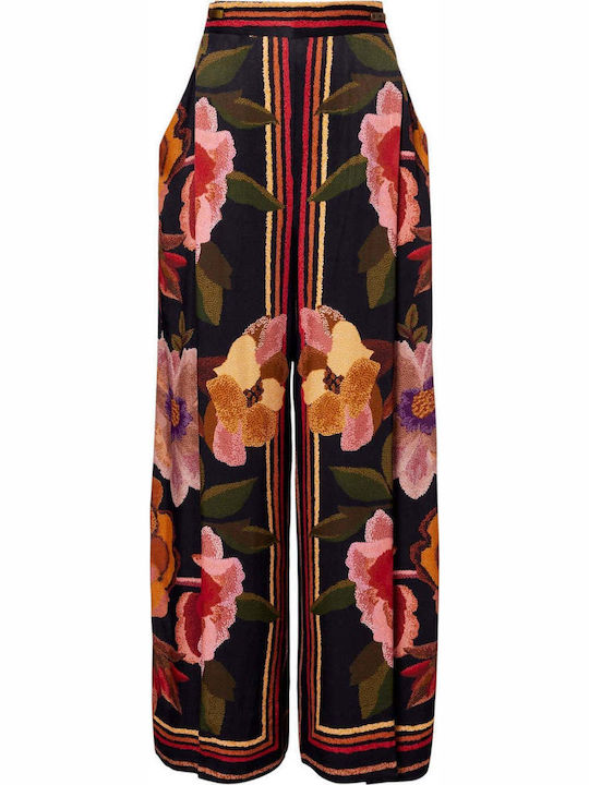Women's High-waisted Fabric Trousers Floral