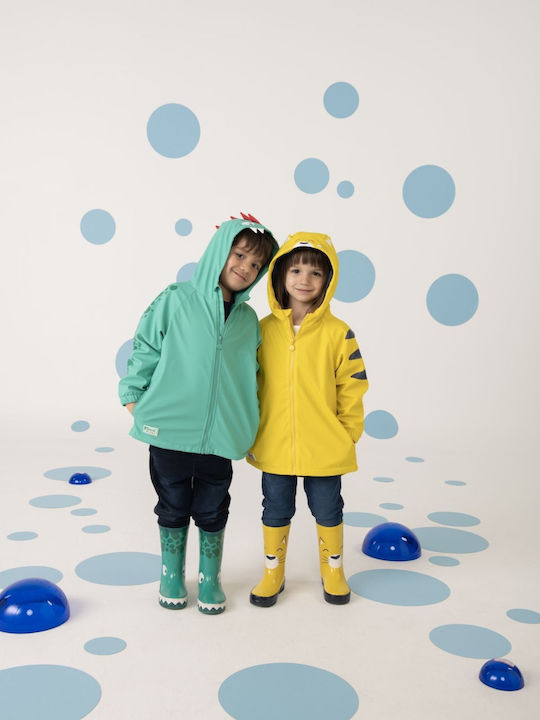 Waterproof Kids' Trench Coat with Lining & Hood Yellow