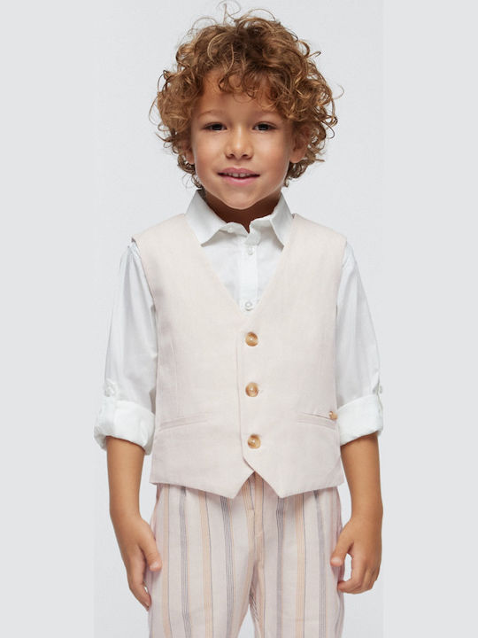 Kids Vest Cotton Beige