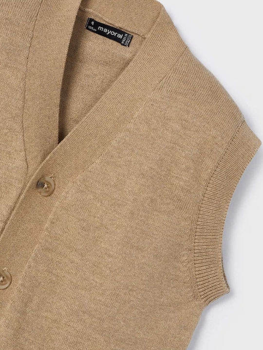 Kids Vest Cotton Dark Beige