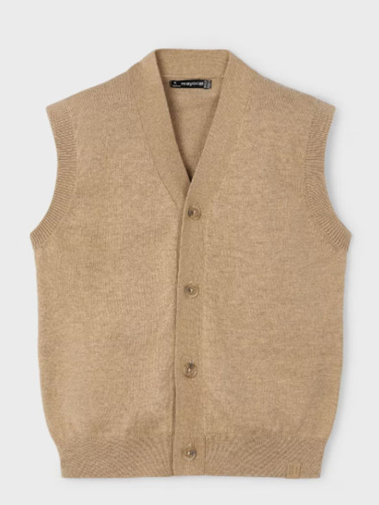 Kids Vest Cotton Dark Beige