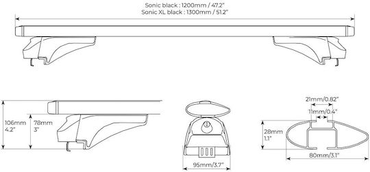 Menabo 120cm. pentru Mercedes-Benz GLC - Magazin online 2020+ (Set cu picioare) Negre