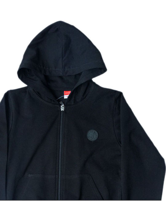 Kinderstrickjacke mit Kapuze schwarz
