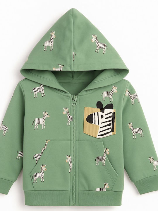 Kinder-Sweatshirtjacke mit Kapuze Grün