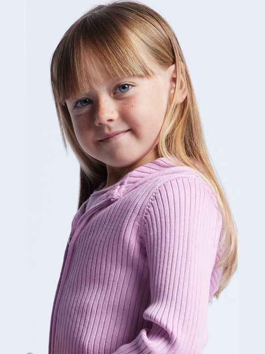 Kinderstrickjacke Gestrickt mit Kapuze Lila