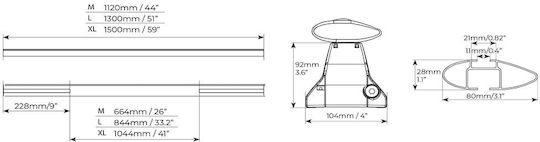 Menabo Bare De Acoperiș Din Aluminiu 130 Cm Pentru Volvo S60 4D 2014-2018 Set Cu Picioare Argintii