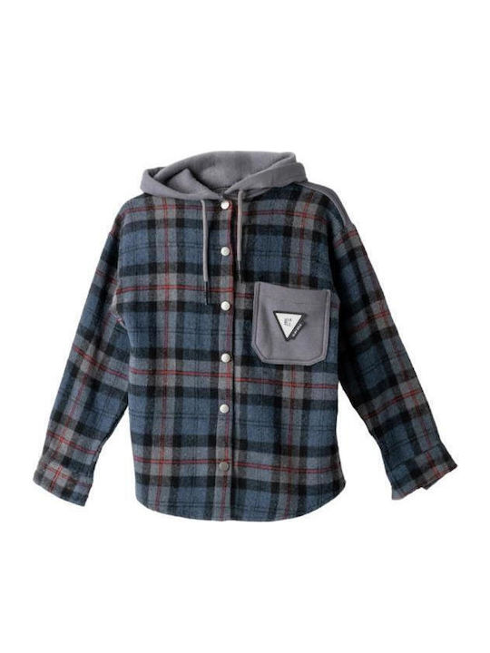 Kids Cardigan Cotton with Hood Black and white