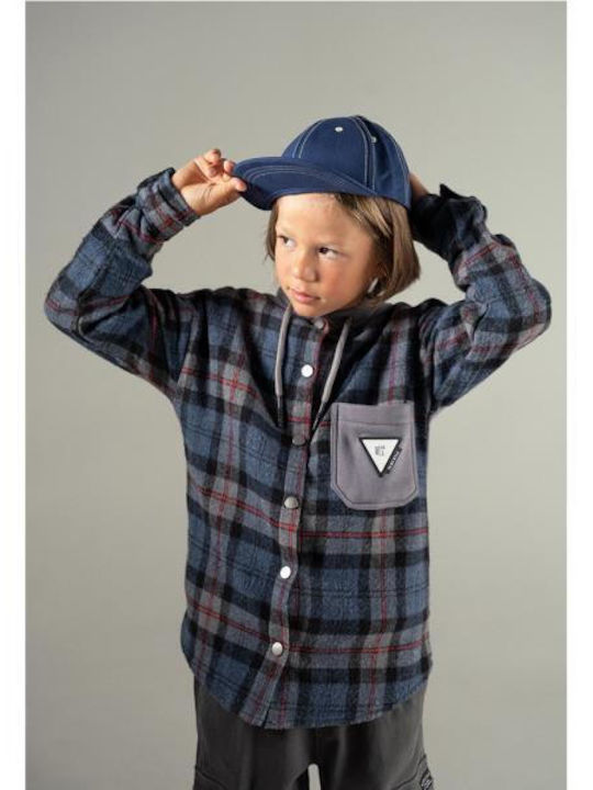 Kids Cardigan Cotton with Hood Black and white