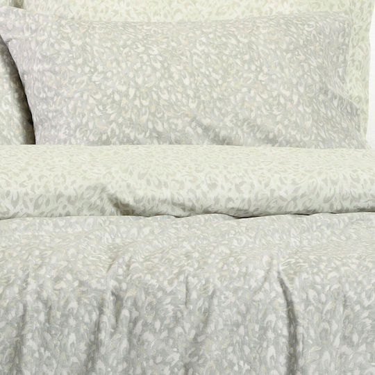 Melinen Leo Bettbezug-Set 165 x 245 cm Einzelbett mit Kissenbezug Aqua/Grau
