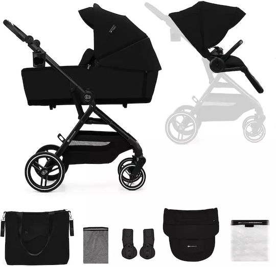 Kinderkraft Yoxi Reglabil 2 în 1 Cărucior pentru copii Potrivit pentru Nou-născut negru pur 11kg