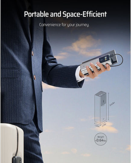 Cuktech 1C1A Power Bank 10000mAh 150W με Θύρα USB-A και Θύρα USB-C Γκρι