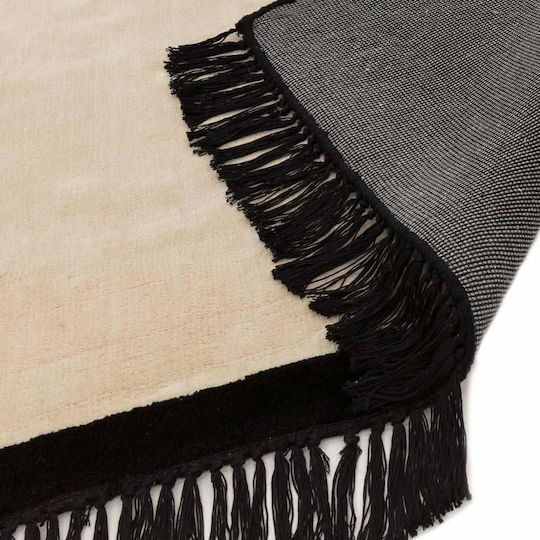 Asiatic London Elgin Handgefertigt Teppich Rechteckig Synthetisch,Polyester/Cotton/Leather mit Fransen Cream/black