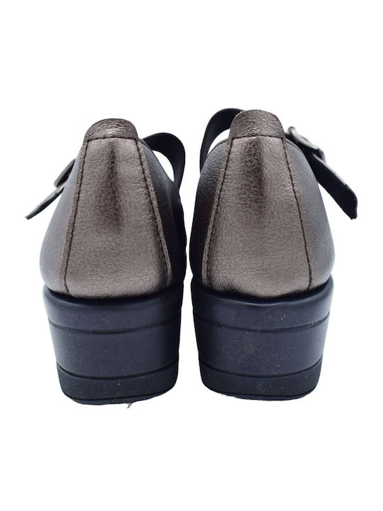 Anatomic Women's Leather Ankle Strap Platforms Silver