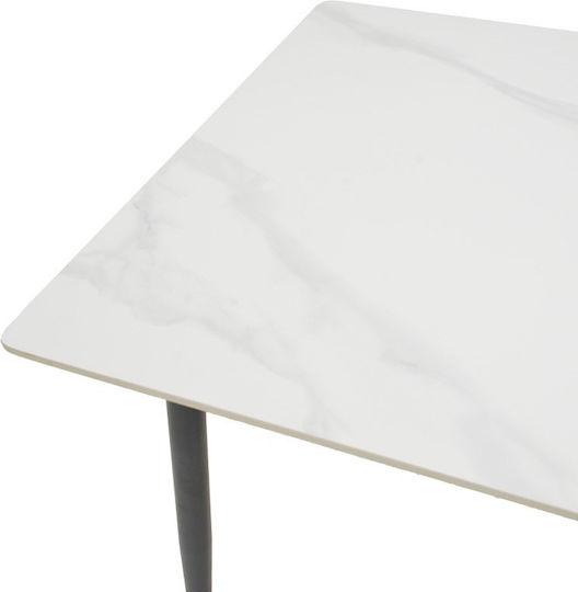 Gustas Square Table Dining Room with Ceramic Surface White 80x80x76cm