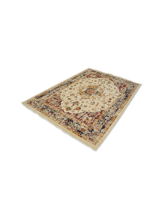 Balsan Teppich Rechteckig Synthetisch,Polyester/Cotton/Leather mit Fransen Ziegler Ivory Navy