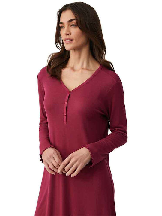 Penye Mood Winter Damen Nachthemd Cherry