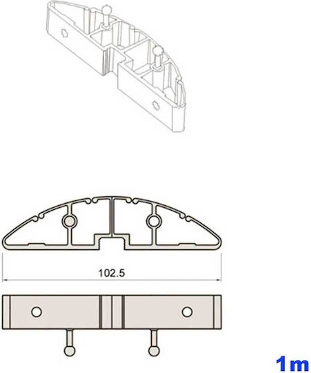 Αρθρωτό Κανάλι 1μ Caterpillar Καλώδια Μεγάλο Μαύρο 102x1,5cm 4 Στηρίγματα