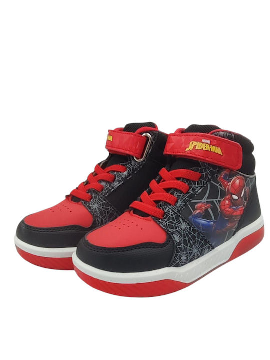 Spiderman Kids Sneakers High with Scratch & Lights Black