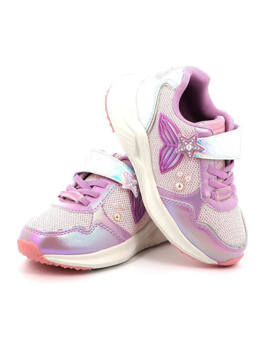 Παιδικά Sneakers με Σκρατς & Φωτάκια Λιλά