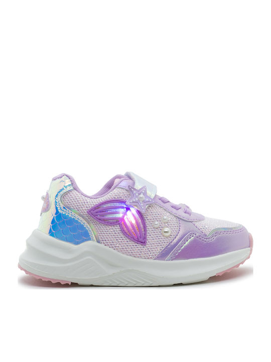 Παιδικά Sneakers με Σκρατς & Φωτάκια Λιλά