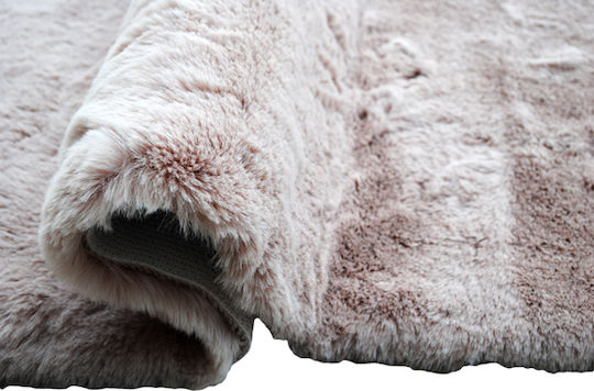 Newplan Puffy Anti-slip Rug Rectangular Furry T-FC19 Pink