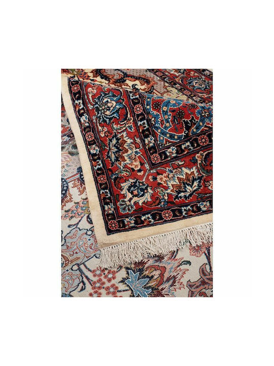 Viokarpet Isfahan Handmade Rug Rectangular with Fringes Red